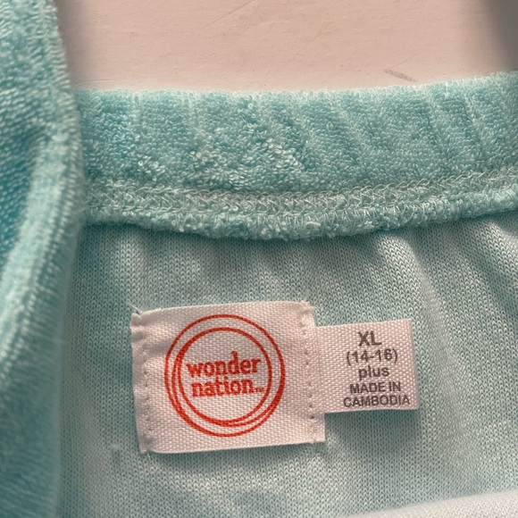 Girls Wonder Nation Sky Blue/ Ocean Green Terry Tank Top Sz XL (14-16) - Picture 4 of 5